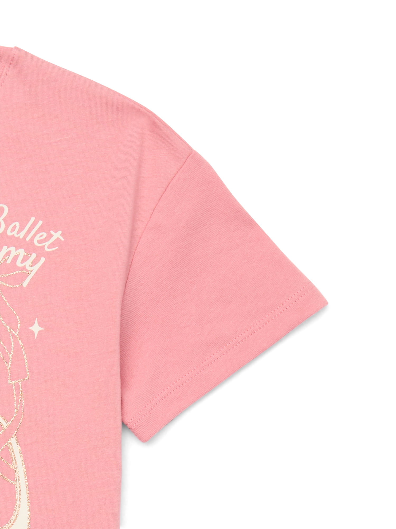 Wonder Nation Little Girls Short Sleeve Graphic Tee, Sizes 4-10