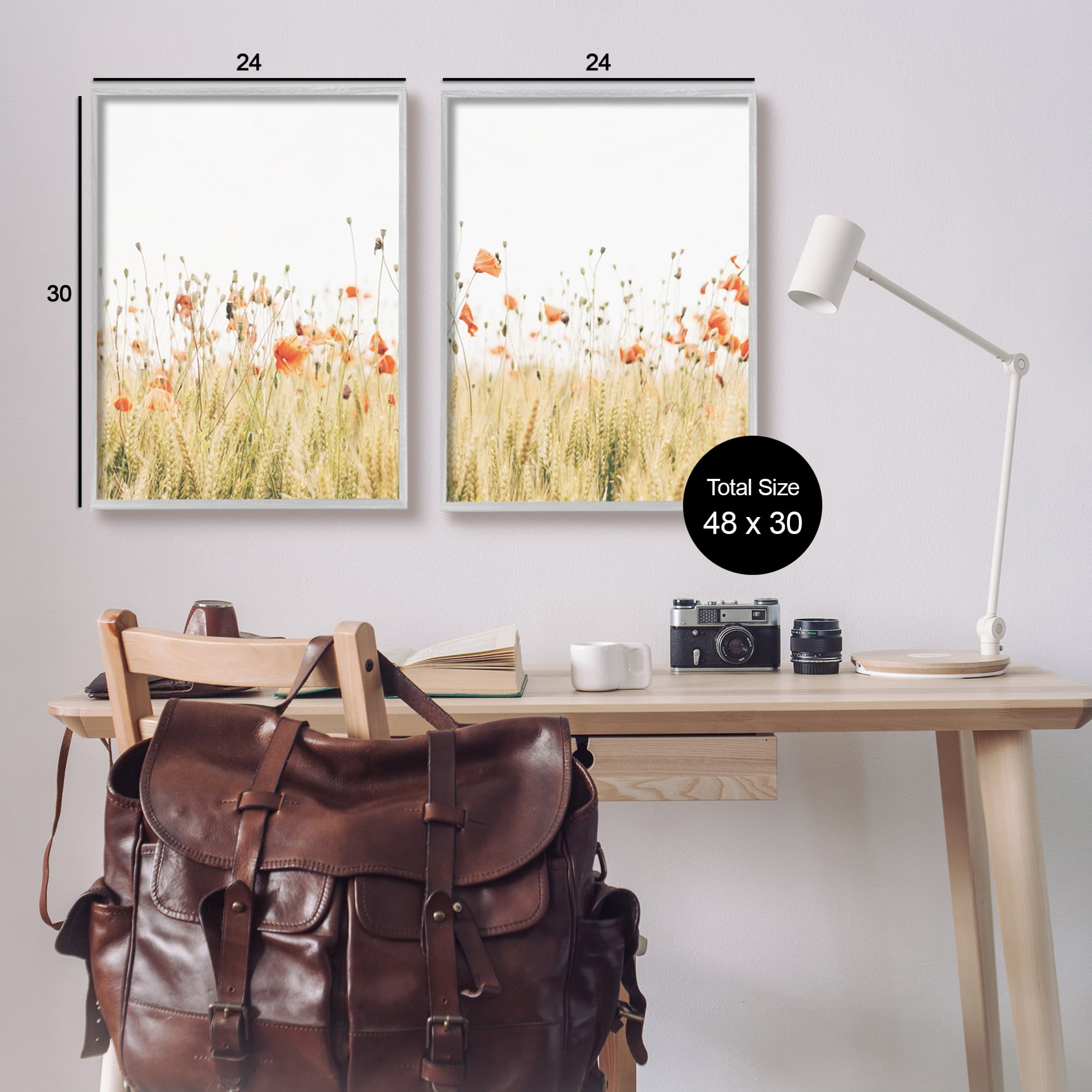 Stupell Industries Rural Poppy Field Landscape Photography Gray Framed Art Print Wall Art, 24 x 30