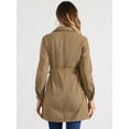 thumbnail image 4 of DARING DIVA Trench Jean Notched Lapel Long Sleeve Denim Jacket XL Khaki, 4 of 6