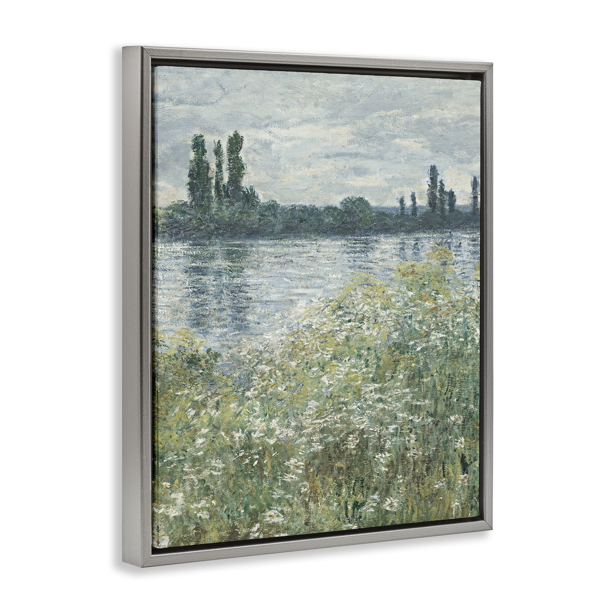 Stupell Industries Speckled Classic Landscape Landscape Painting Gray Floater Framed Art Print Wall Art, 17 x 21