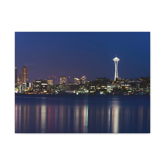 Seattle Night Skyline Canvas Artwork Breathtaking Stunning Cityscape for Home Decor Ready to Hang