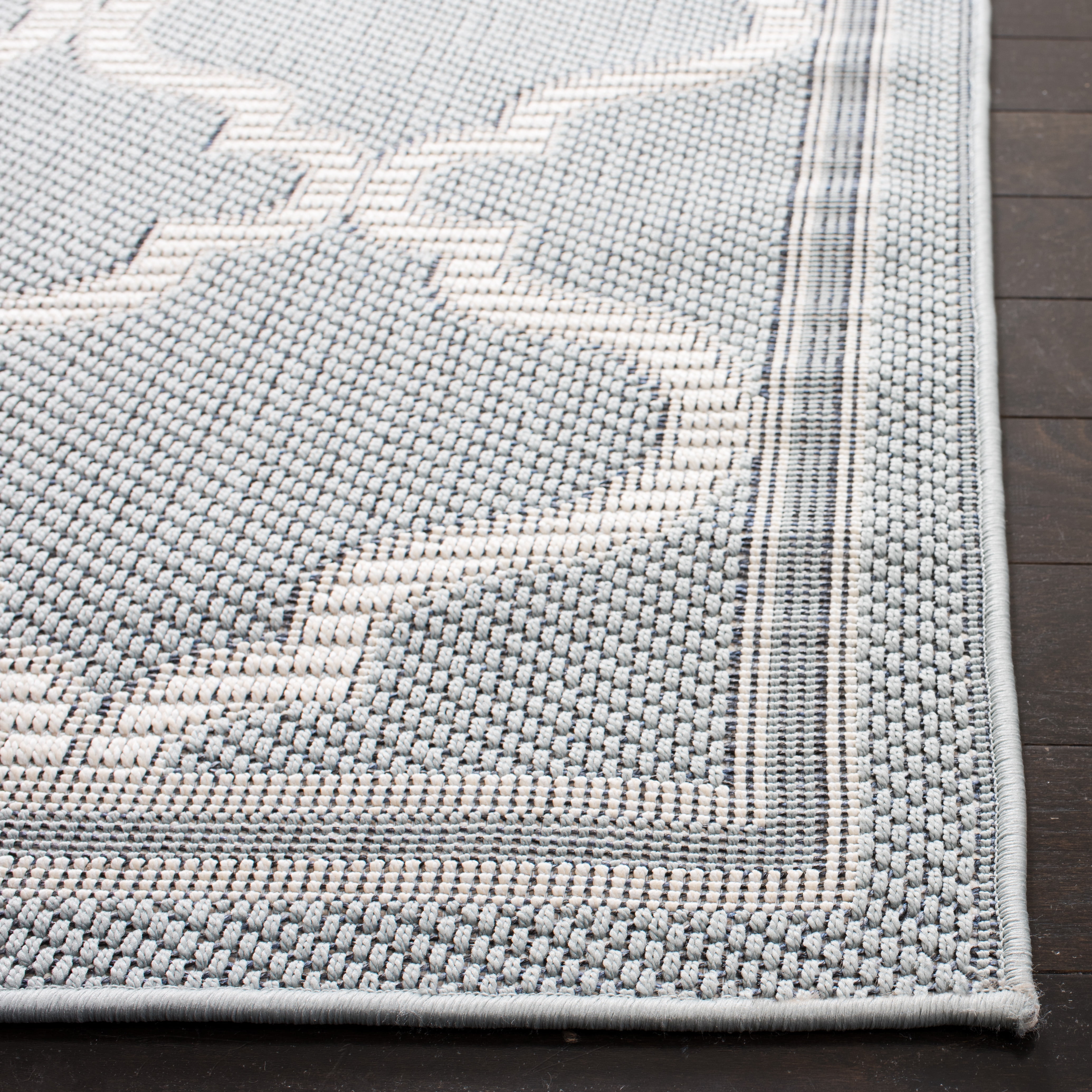 SAFAVIEH Martha Stewart Ashen Indoor Geometric Indoor/Outdoor Area Rug, Aqua/Cream, 9' x 12'