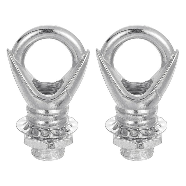 Uxcell Eye Nut 22lb Max Load M10 Thread Female Loop Ring with Thread Pipes Washers Nuts Silver Tone 2pcs