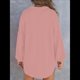 thumbnail image 4 of Tops de Punto Gofre para Mujer, Camisetas Henley de Larga con Cuello en V, Color Liso, Túnica Informal Rosa Oscuro L, 4 of 6
