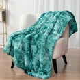 thumbnail image 3 of PAVILIA Faux Fur Throw Blanket Twin Tie-Dye Turquoise, Soft Warm Sherpa Blankets & Throws for Bed, Fluffy Plush Thick Fleece Throw Blanket for Couch Sofa, Reversible Furry Shaggy Blanket, Teal 60x80, 3 of 7