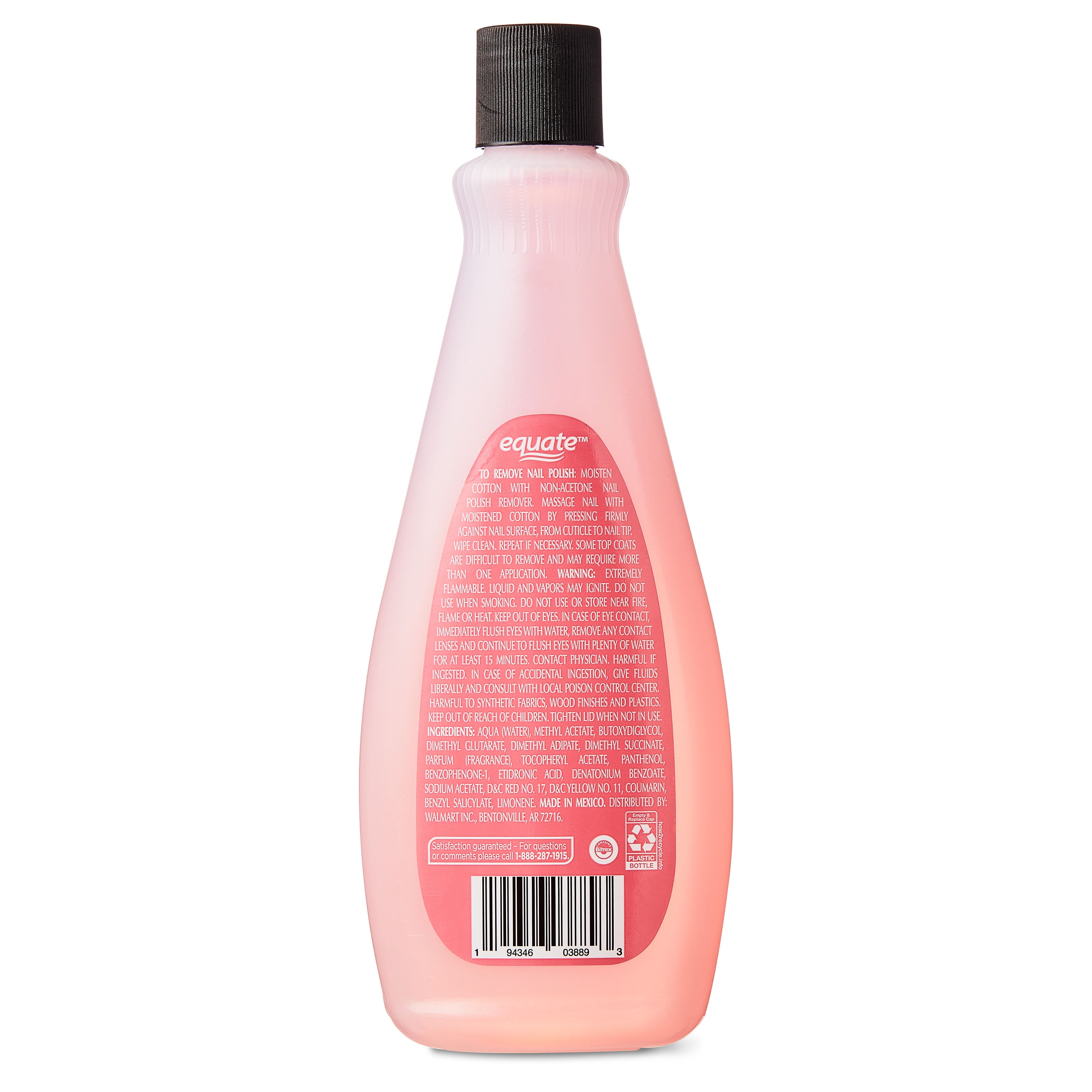 (4 pack) Equate Non-Acetone Nail Polish Remover, 10 fl oz