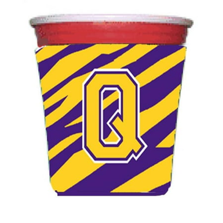 

Carolines Treasures CJ1022-Q-RSC Tiger Stripe - Purple Gold Letter Q Monogram Initial Red Solo Cup Hugger