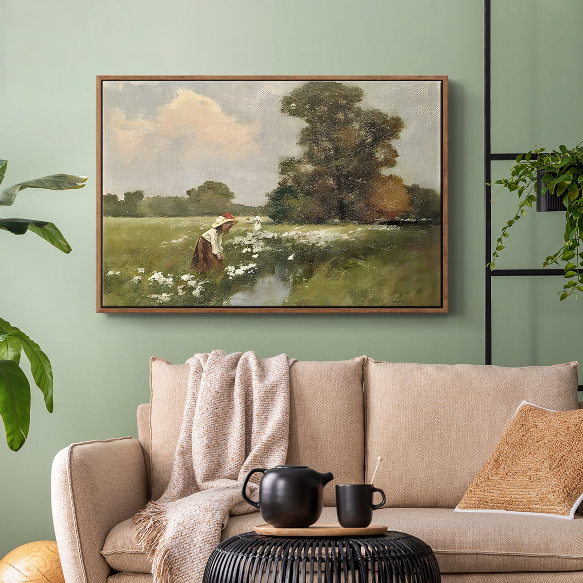 Vintage Landscape-CCLXII By Wexford Home Framed in Walnut Wood Gallery Wrapped Canvas 27 in. x 41 in.