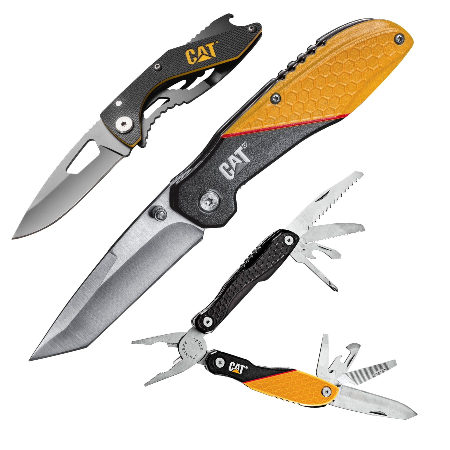 Cat 3 Piece MultiTool and Pocket Knife Gift Set Box 240126