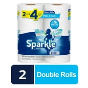 Sparkle Pick-A-Size Paper Towels, White, 2 Double Rolls = 4 Regular Rolls, 126 2-Ply Sheets Per Roll