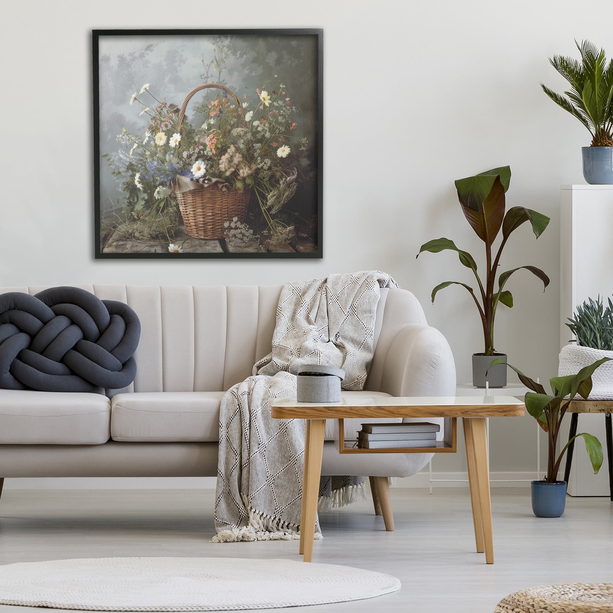 Stupell Industries Floral Basket Still Life Black Framed Giclee Art, design by Lazar Studio