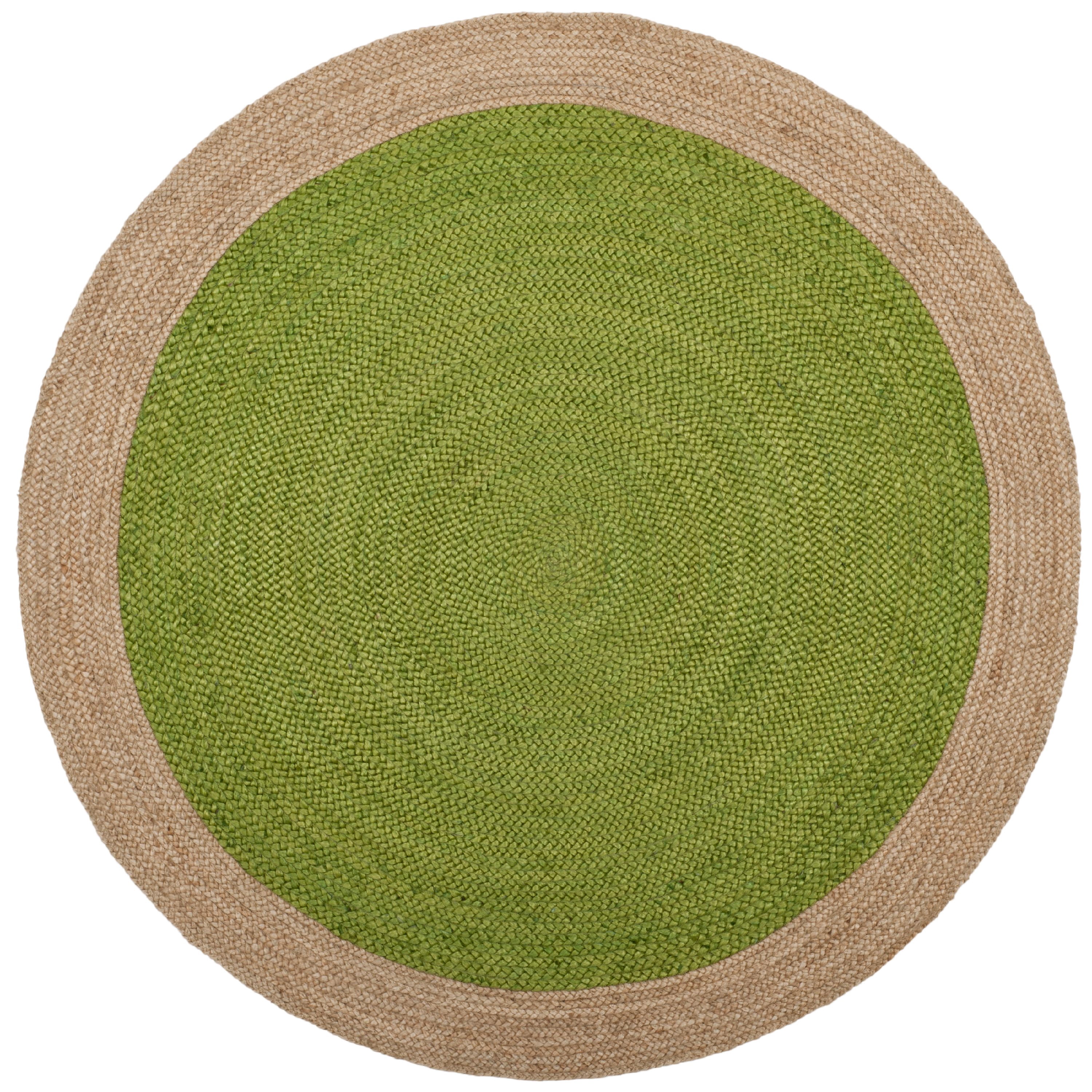 SAFAVIEH Natural Fiber Cebrail Braided Jute Area Rug, Green/Natural, 4' x 4' Round