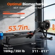 YOSUDA R2 Air Rowing Machine for Home Use with Self-Powered Monitor, 53.7 Slide Rail, Professional Adjustable Air Resistance Rower, Ergonomic Comfort Seat & Easy Vertical Storage