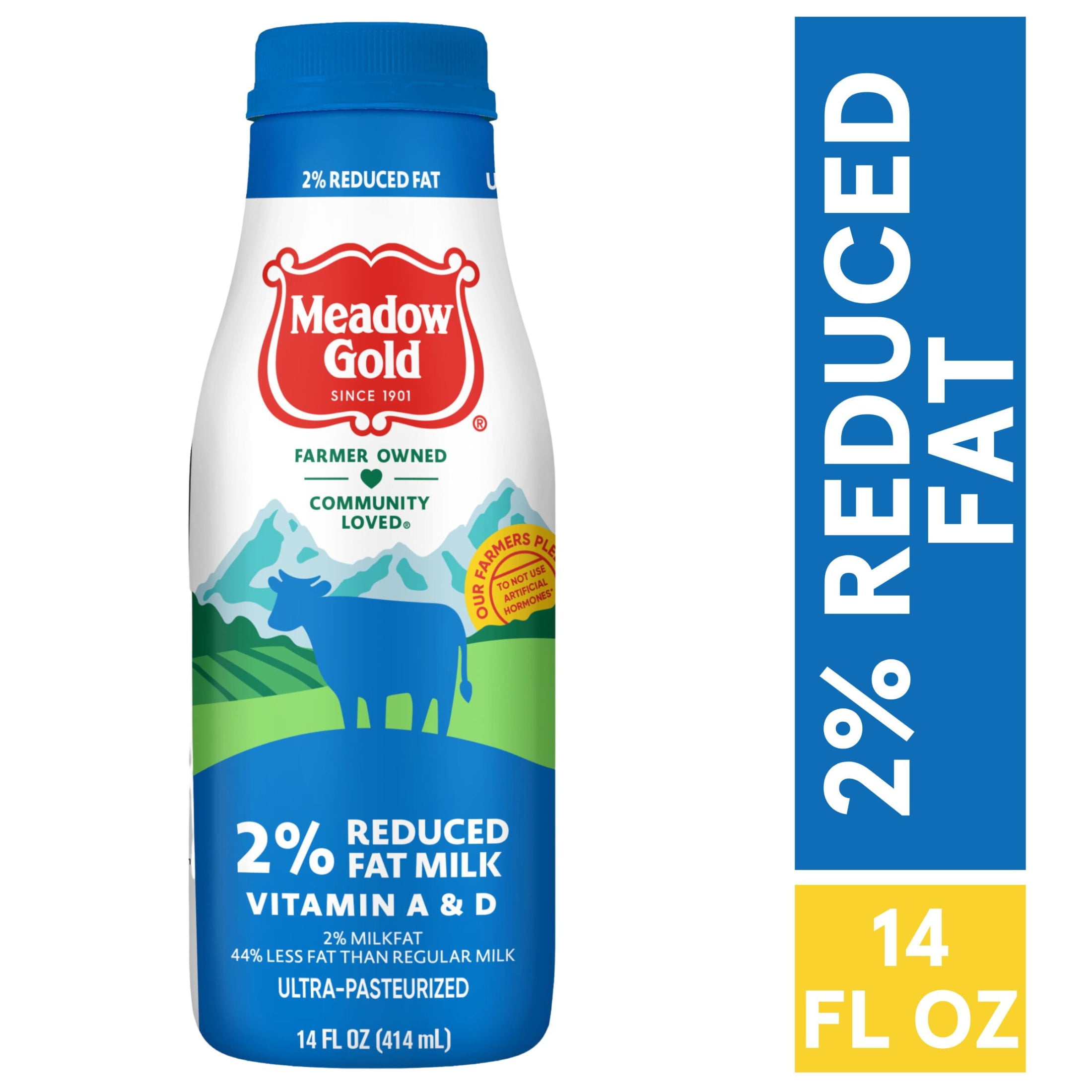Meadow Gold Ultra-Pasteurized 2% Reduced Fat Milk 14 Fl Oz