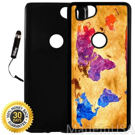 Custom Google Pixel 2 Case (Antique World Map With Colorful Countries) Plastic Black Cover Ultra Slim | Lightweight | Includes Stylus Pen by (Best Custom Google Maps)