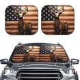thumbnail image 2 of Saiise Deer American Flag Vintage for Foldable Car Sun Shades (2-Pack) Offer Sun Protection with an Easy-fold Design for Convenient Windshield Shading-Small, 2 of 6