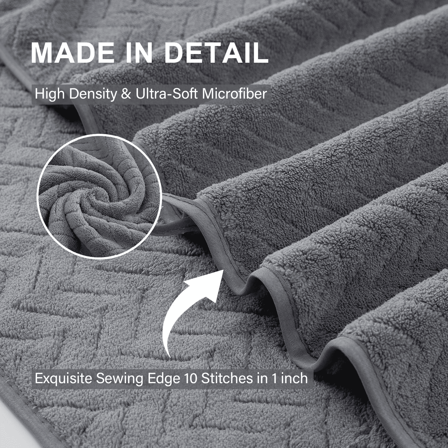 Jessy Home 12 Pack Dark Gray Hand Towel Set 16"x31" Soft Highly Absorbent Quick Dry Bathroom Bath Hand Towels Microfiber Plush Towels