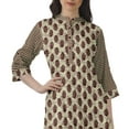 thumbnail image 6 of Moomaya Cotton Mandarin Collar Kurti For Women Knee Long Printed Plus Size Dresses, 6 of 6