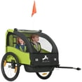 thumbnail image 1 of Aosom Remorque de Vélo 2 Places pour Enfants, Poussette pour Bébé avec Sac de Rangement, Vert, 1 of 10