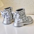 thumbnail image 6 of Gibobby Toddler Girls Cowgirl Boots Western Glitter Cowboy Boot Ankle Boots Little Kids Big Kid Horse Riding Shoes Party Birthday Dress Up,Silver,9-9.5 Y, 6 of 6