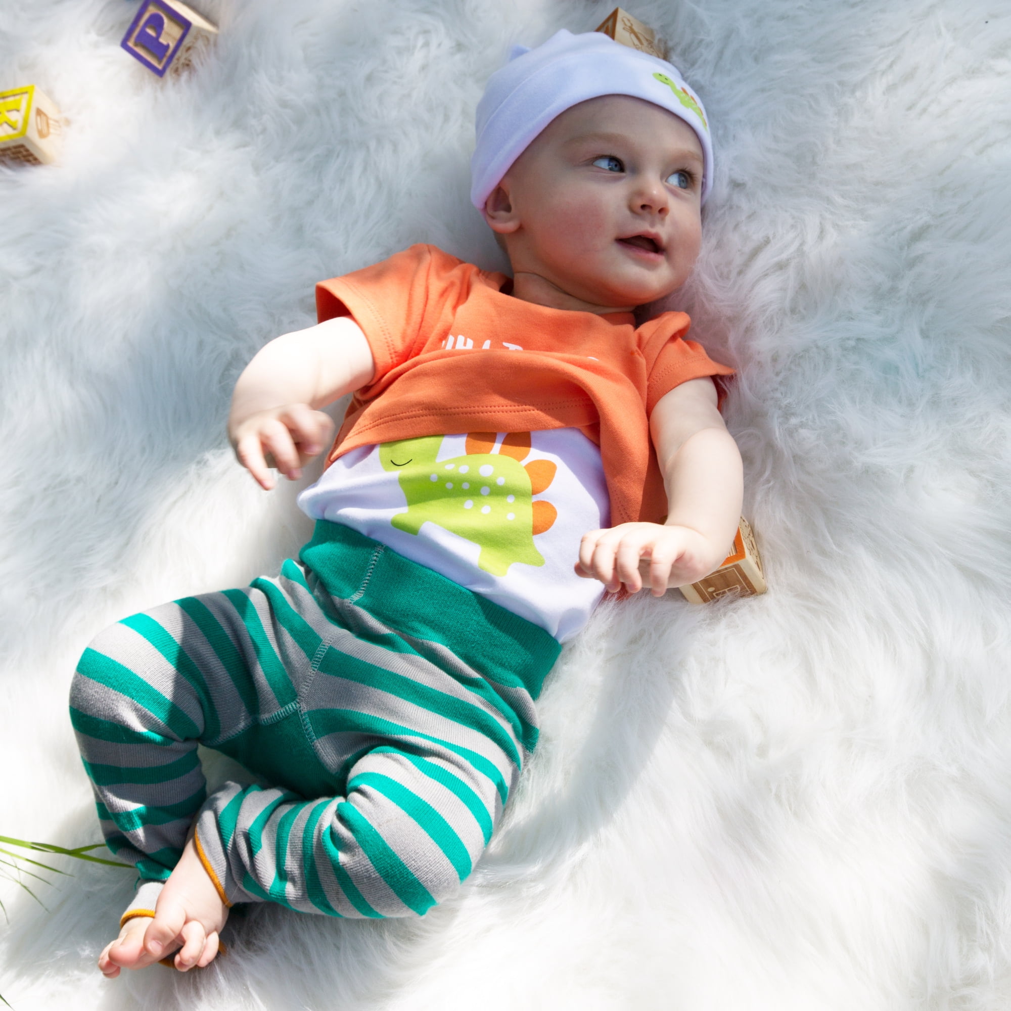 Pavilion Gift Company - Orange Dino - 6-12 Months Shw-onesie