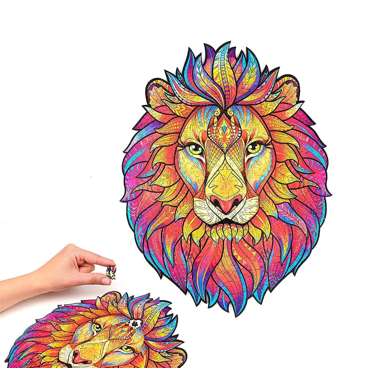 wooden puzzle lion