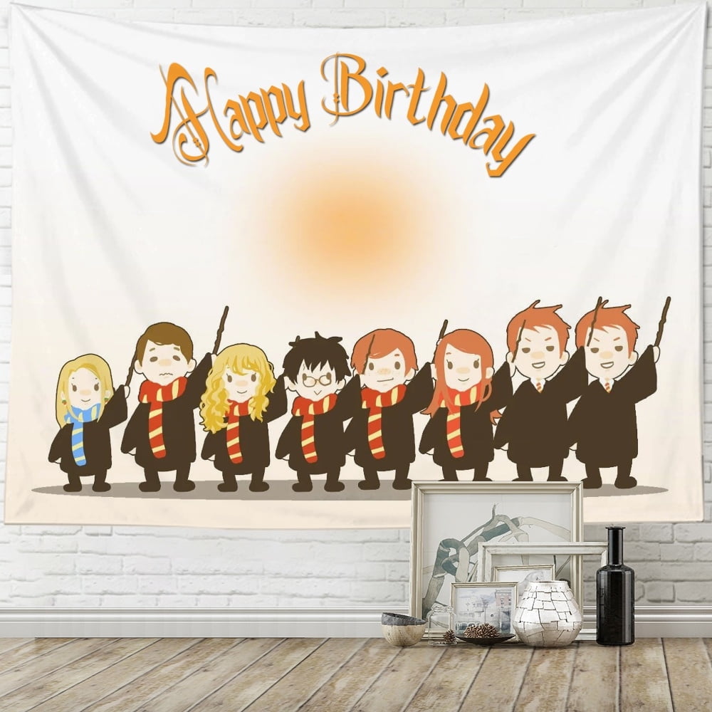 Mengen Happy Birthday Backdrop Harry Potter Photography Background Party Decorations Cake Table Banner Photo Booth Props, Size: Large-6x5ft, Other