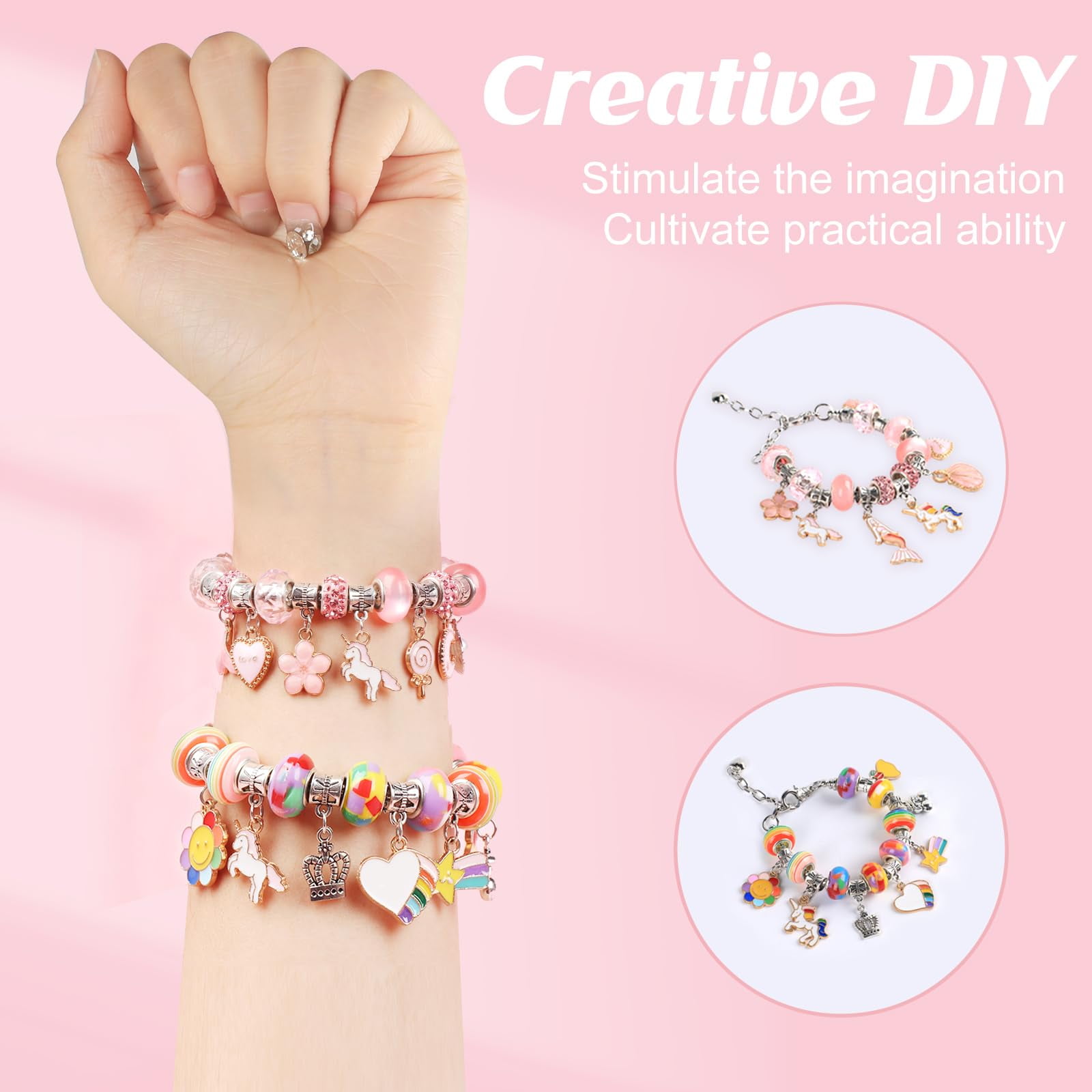 Charm Bracelet Making Kit -135 Pcs DIY Jewelry Making Kit, Bracelet Making Kit DIY Art & Craft Kit for Girls 8-12 Birthday Gifts Christmas,New Year Gifts