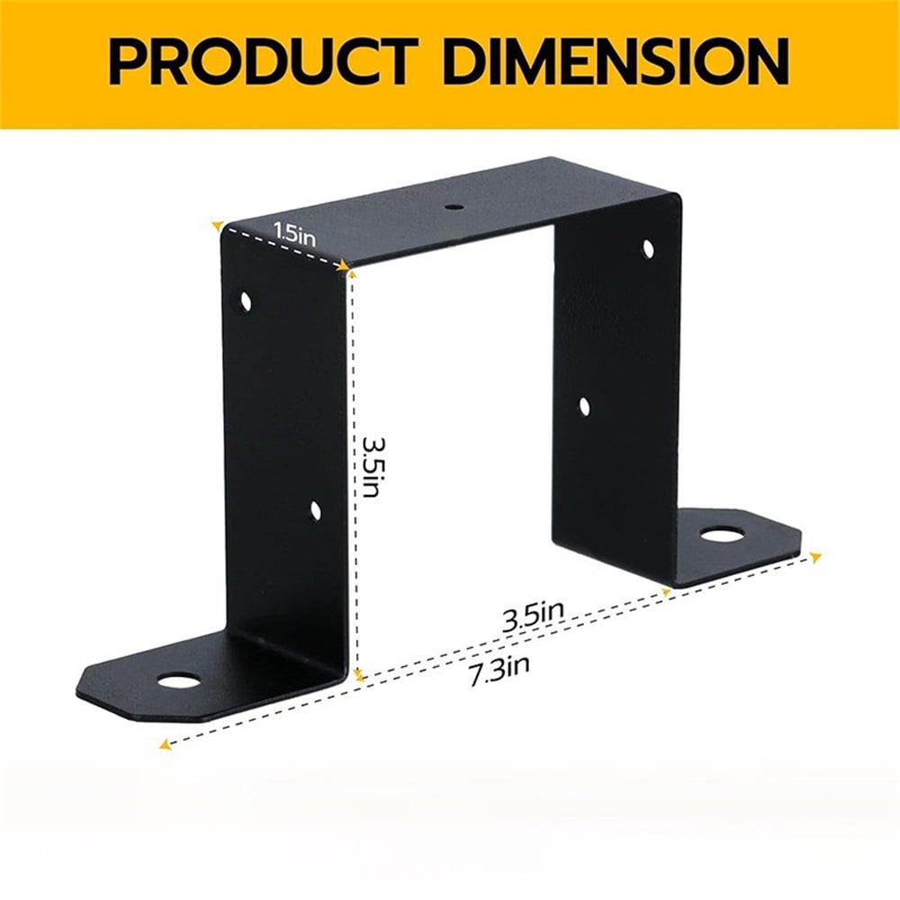 4 Pcs 4x4 Strap Post Ties | Heavy Duty Fence Post Brackets with Black Powder Coated | 4"x4" Post Brackets for Wood Post Beam and Gazebo Mounting Brackets
