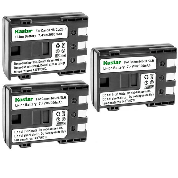 Kastar 3-Pack NB-2L / NB-2LH Battery Replacement for Canon ZR200, ZR300, ZR400, ZR500, ZR600, ZR700, ZR800, ZR830, ZR850, ZR900, ZR930, ZR950, ZR960, MD100, MD101, MD110, MD111, MD120 Camera