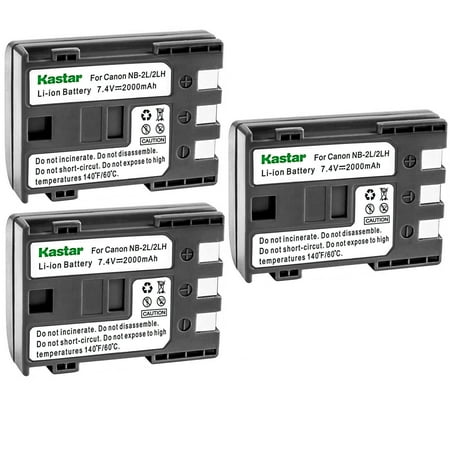 Kastar 3-Pack NB-2L / NB-2LH Battery Replacement for Canon ZR200 ZR300 ZR400 ZR500 ZR600 ZR700 ZR800 ZR830 ZR850 ZR900 ZR930 ZR950 ZR960 MD100 MD101 MD110 MD111 MD120 Camera