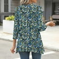 thumbnail image 4 of Viluyesy Round Neck T-Shirt for Womens 3/4 Sleeves Shirt Tops Relaxed Loose Blouse Green Size S, 4 of 7