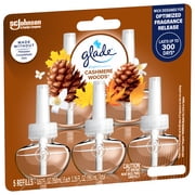 Glade PlugIns Scented Oil 5 Refills, Air Freshener, Cashmere Woods, Essential Oil Infused Wall Plug In, 3.35 FL oz, Pack of 5