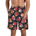 thumbnail image 2 of Uemuo Red Rose Flower Pattern Men's Swim Trunks Hawaiian Beach Bathing Suit Swimsuits Beach Quick-Dry Shorts with Pockets-Small, 2 of 9