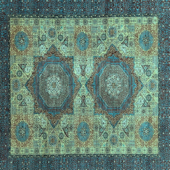 Ahgly Company Indoor Square Abstract Light Blue Modern Area Rugs, 8' Square