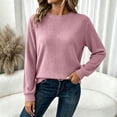 thumbnail image 4 of Oiangi Crew Neck Sweater for Women Long Sleeve Soft Knitted Shirts Fall Base Layer Pullover Basic Jumper Tops Pink M, 4 of 9