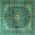 thumbnail image 1 of Ahgly Company Indoor Square Persian Turquoise Blue Traditional Area Rugs, 8' Square, 1 of 4
