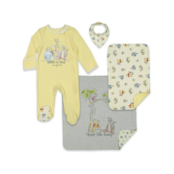 Disney Winnie the Pooh Newborn Baby Boys Sleep N' Play Bib Blanket and