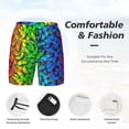 thumbnail image 3 of Balery Multicolored Butterflies Bañador para hombre, shorts de playa de secado rápido con entrepierna y forro de compresión-Large, 3 of 6