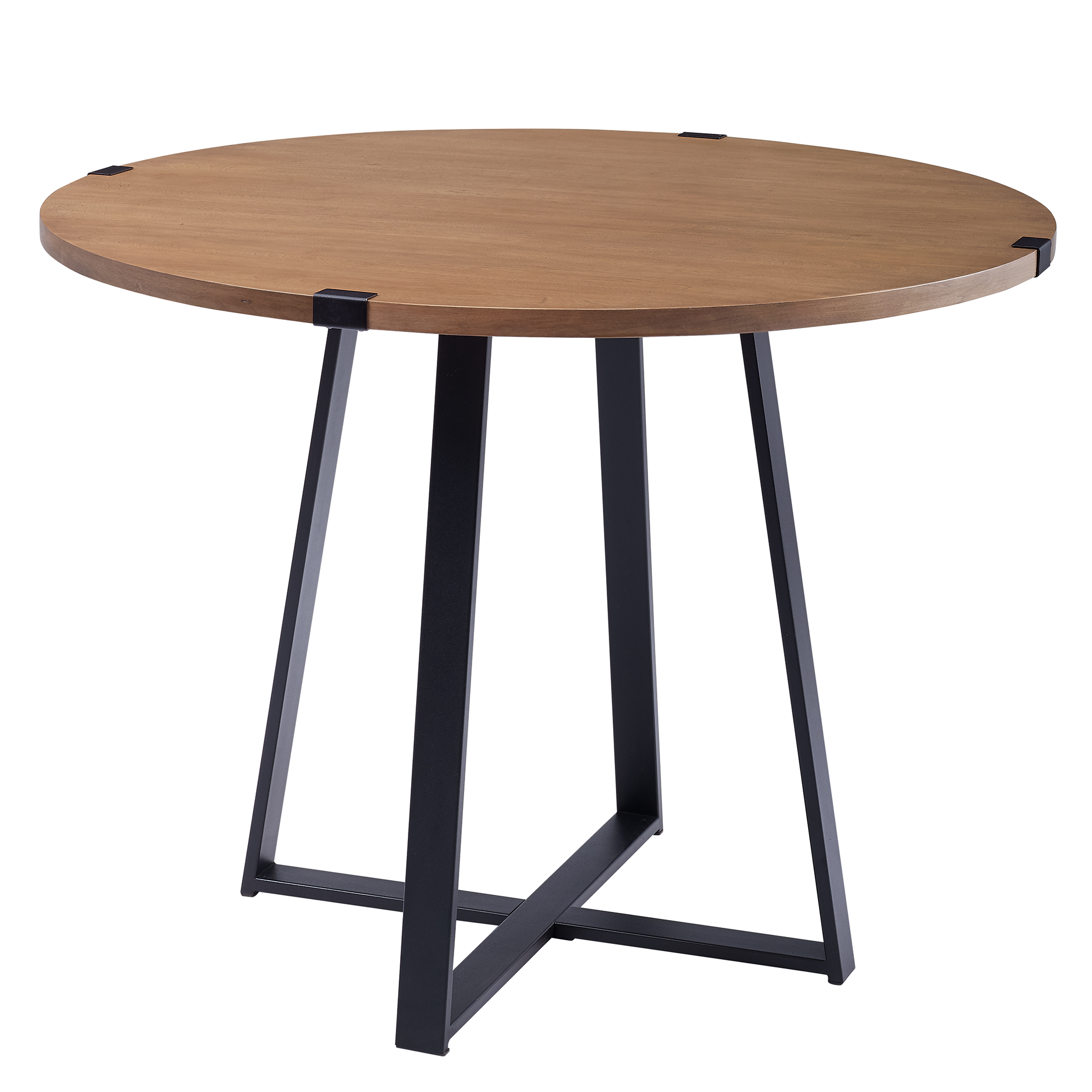 Manor Park Rustic Round Dining Table, English Oak/Black