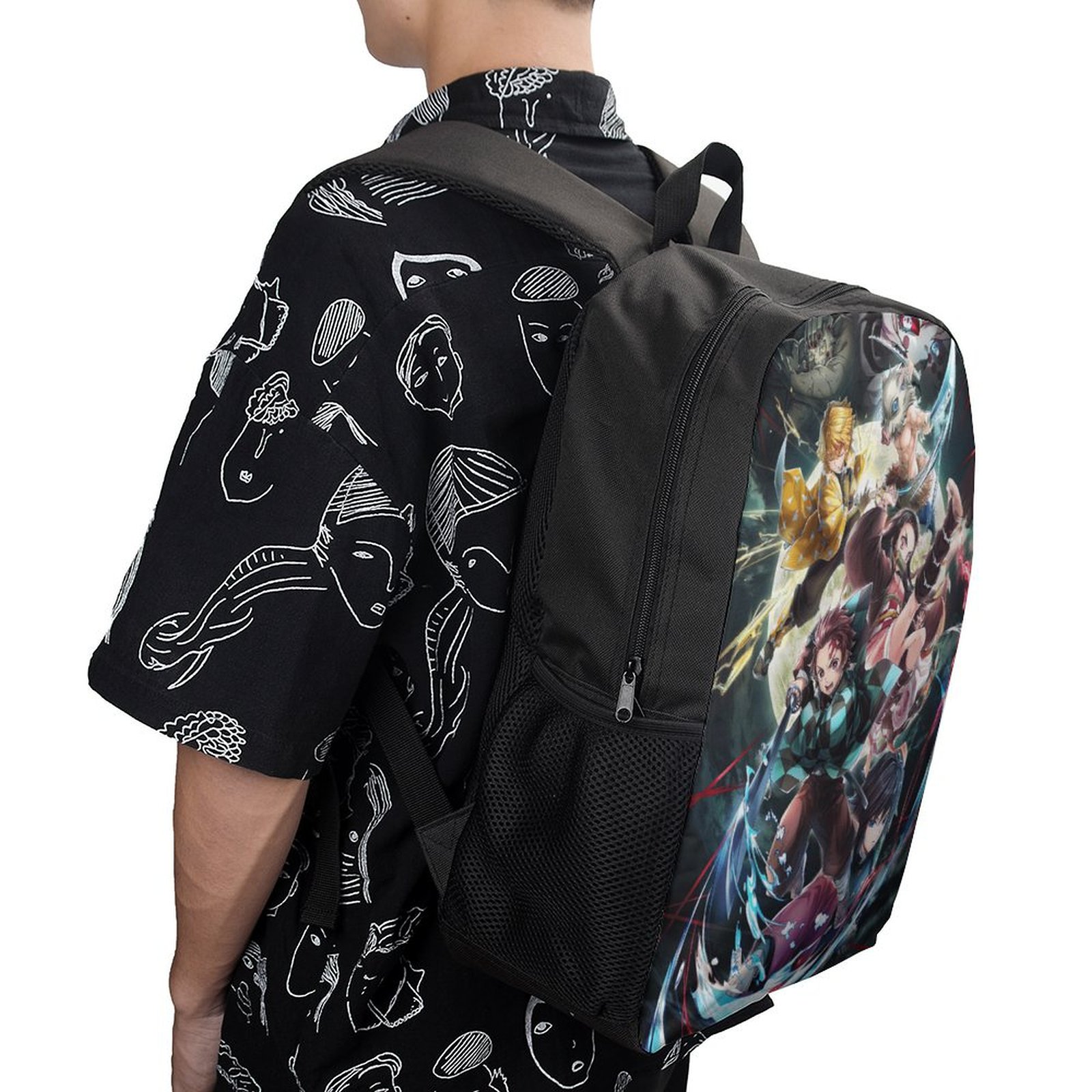 Demon Slayer Kimetsu No Yaiba Backpack for School College 17 Inch Lightweight Waterproof School Book Bag with Adjustable Straps