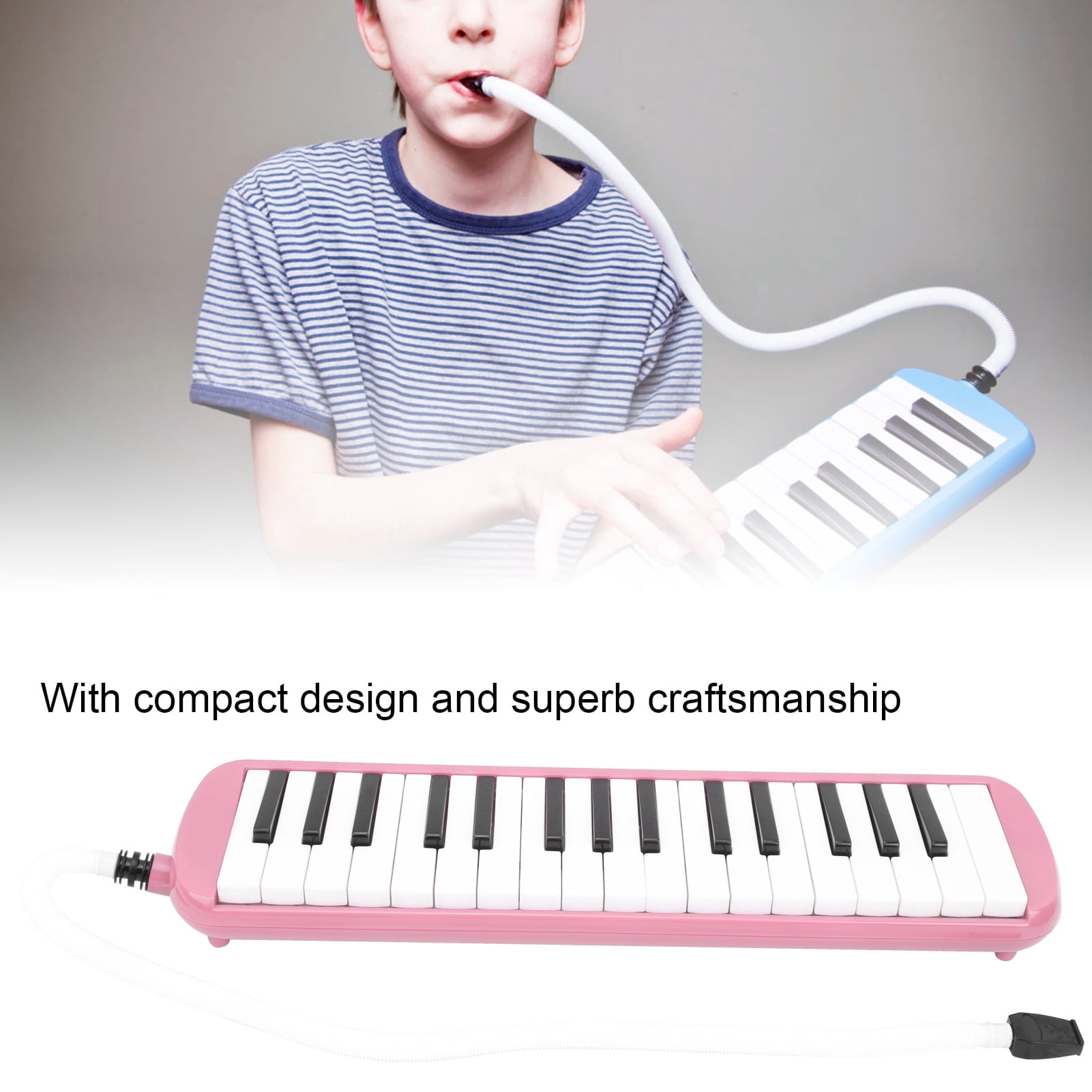 LIZEALUCKY 32 Piano Keys Melodica Musical Education Instrument, Piano Keyboard Harmonica Wind Musical Instrument with Portable Carrying Bag for Beginners[Pink]