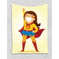 thumbnail image 1 of Superhero Tapestry, Courageous Little Girl with a Big Smile in Costume Standing in a Heroic Position, Wall Hanging for Bedroom Living Room Dorm Decor, 40W X 60L Inches, Multicolor, by Ambesonne, 1 of 2