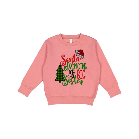 Inktastic Santa is Promoting Me to Big Sister Green Plaid Tree Toddler Sweatshirt