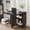 Dark walnut with handle, variant on Space-Saving Folding Drop Leaf Dining Table – 2 Storage Shelves – 6 Wheels – Multipurpose for Kitchen, Dining, or Craft Room – Light Wood Grain Flap + White Cabinet, 1200×600×750mm