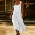 thumbnail image 6 of Horkkom Linen Dress Women Summer Sleeveless Flowy Maxi Dress Casual Loose Solid Color Long Dresses with Pockets L, 6 of 9