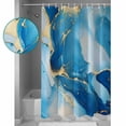 thumbnail image 3 of Abstract Art Shower Curtain Set ，Waterproof Fabric Shower Curtains Blue Ombre Marble Stone Gold Cracks Modern Shower Curtains for Bathroom,Bathroom Decor 72"x84", 3 of 6