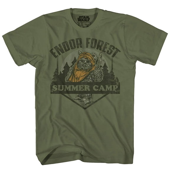 Star Wars Men's Endor Forest Summer Camp Ewok Design Adult Short Sleeve Graphic Print T-Shirt