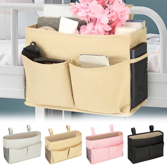 Oxford Fabric Bedside Organizer – Hanging Storage Caddy with Multiple Pockets for Bunk Beds, Dorms & Car Seats (Holds Phone, Books, Remote, Glasses)