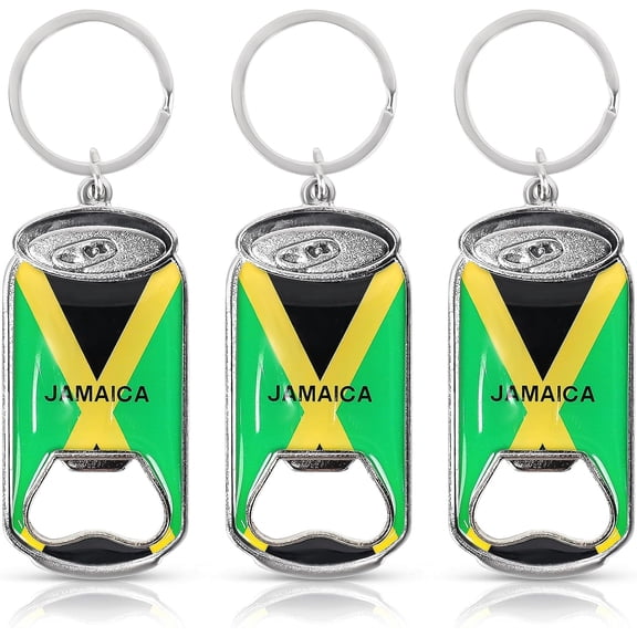 SandT Collection Stainless Steel Jamaica Beer Bottle Opener Keychain - Set of 3 - Can
